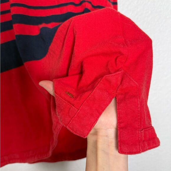 Woman’s Tommy Hilfiger Red and Blue Striped V-Neck Blouse Size M - Picture 3 of 5